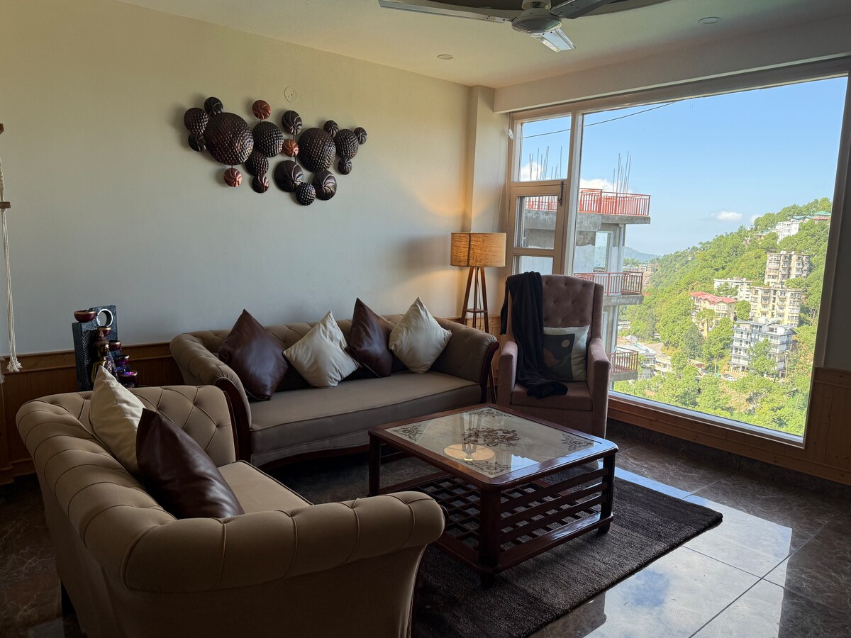 Mountain valley view from balcony